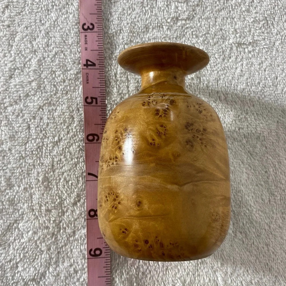 Vintage Hand Turned Burl Wood Vase - Picture 13 of 13